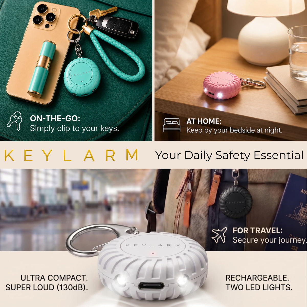 KEYLARM Personal Safety Alarm and Light